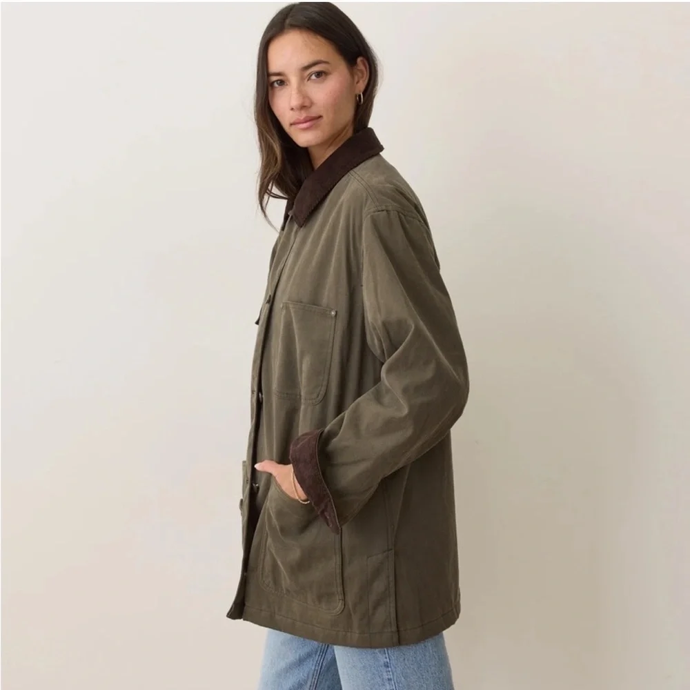 Marine Layer Khaki and Dark Brown Utility Jacket - worn ONCE - Picture 1 of 13
